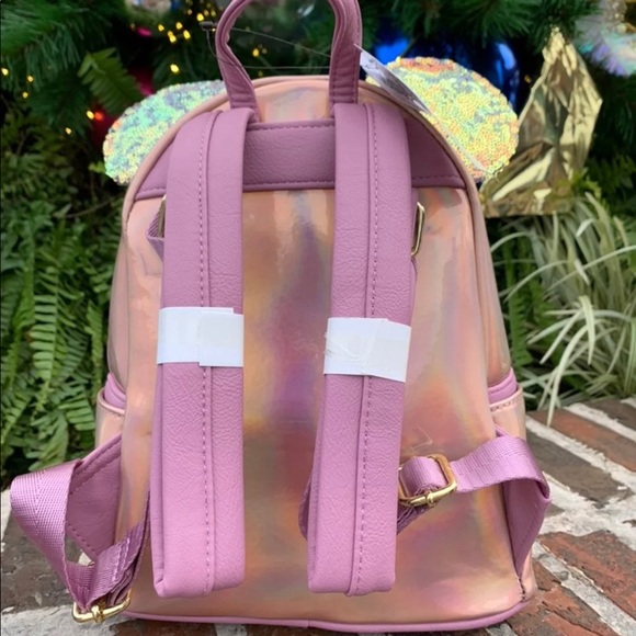 WDW Minnie Earidescent Loungefly Backpack & Ears - Picture 4 of 6